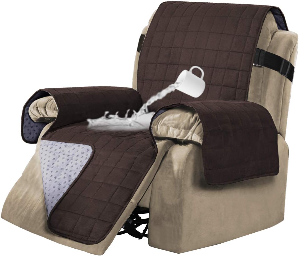 Flamingo P 100% Waterproof Recliner Covers Velvet Slip Resistant Recliner Sofa Slipcover Seat Width Up to 28