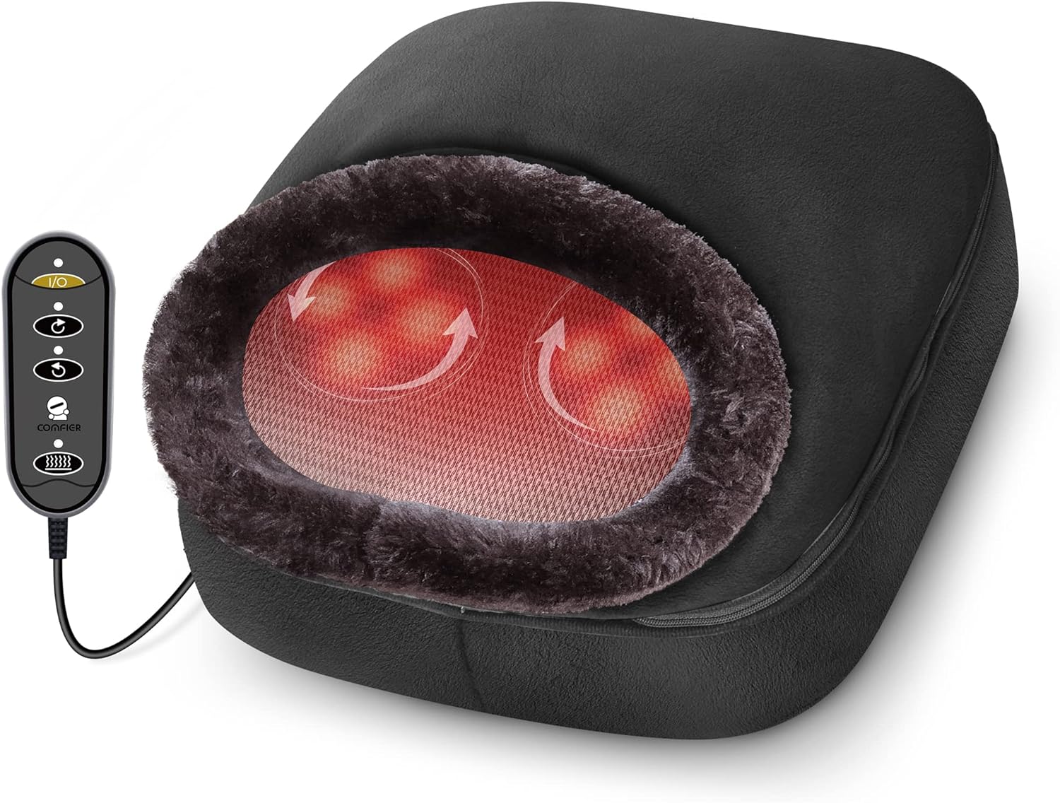 Comfier Shiatsu Foot Massager with Heat, Foot Warmer with Heating Pad, Electric Feet Massager for Foot Relax, Kneading Back Massager for Back Pain, Feet Warmer for Foot Stress Relief (Black) Pack of 2