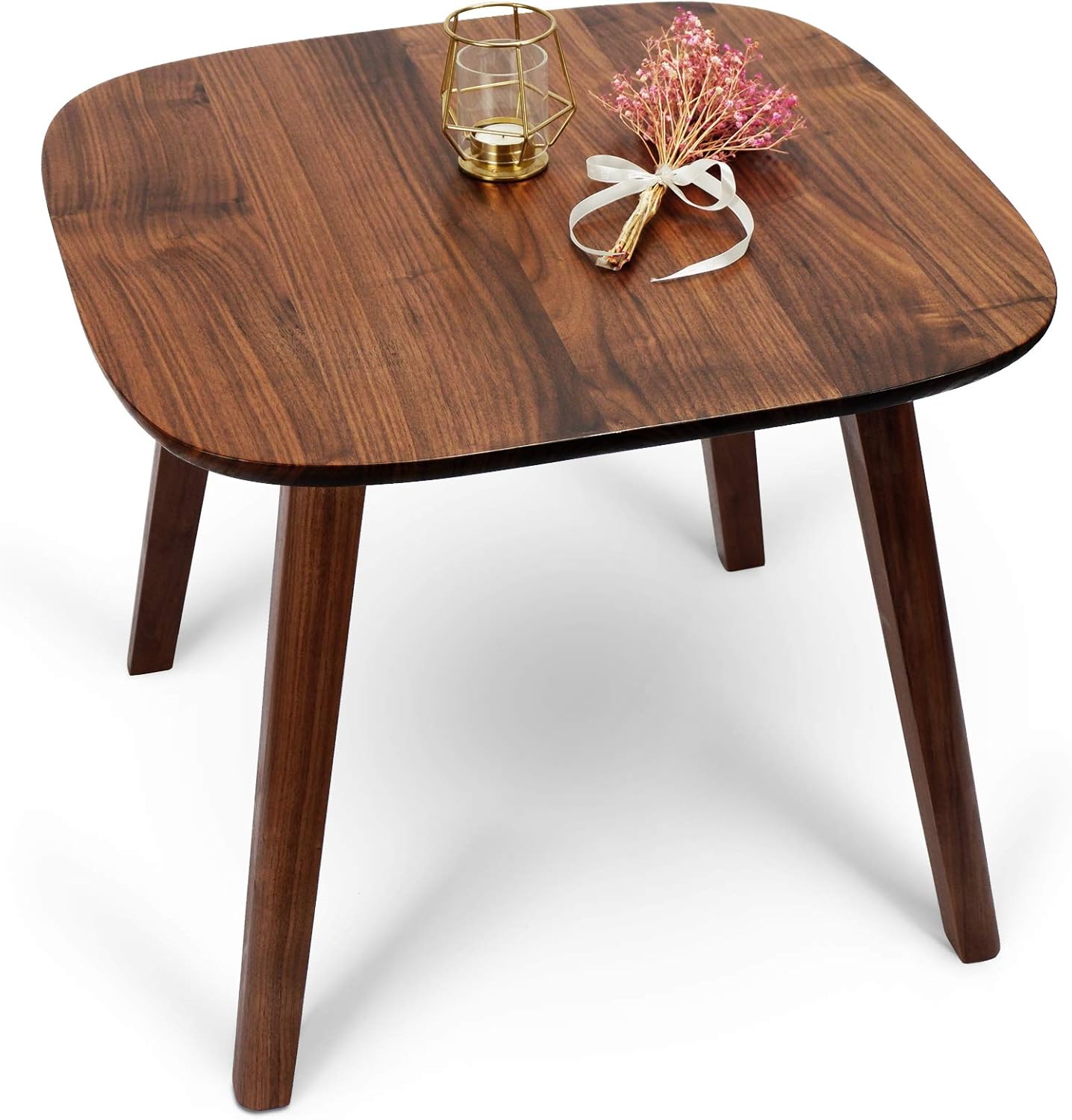 MAGIGO Square Solid Black Walnut Wood Side Table, Natural Wooden End Table, 24 Inches