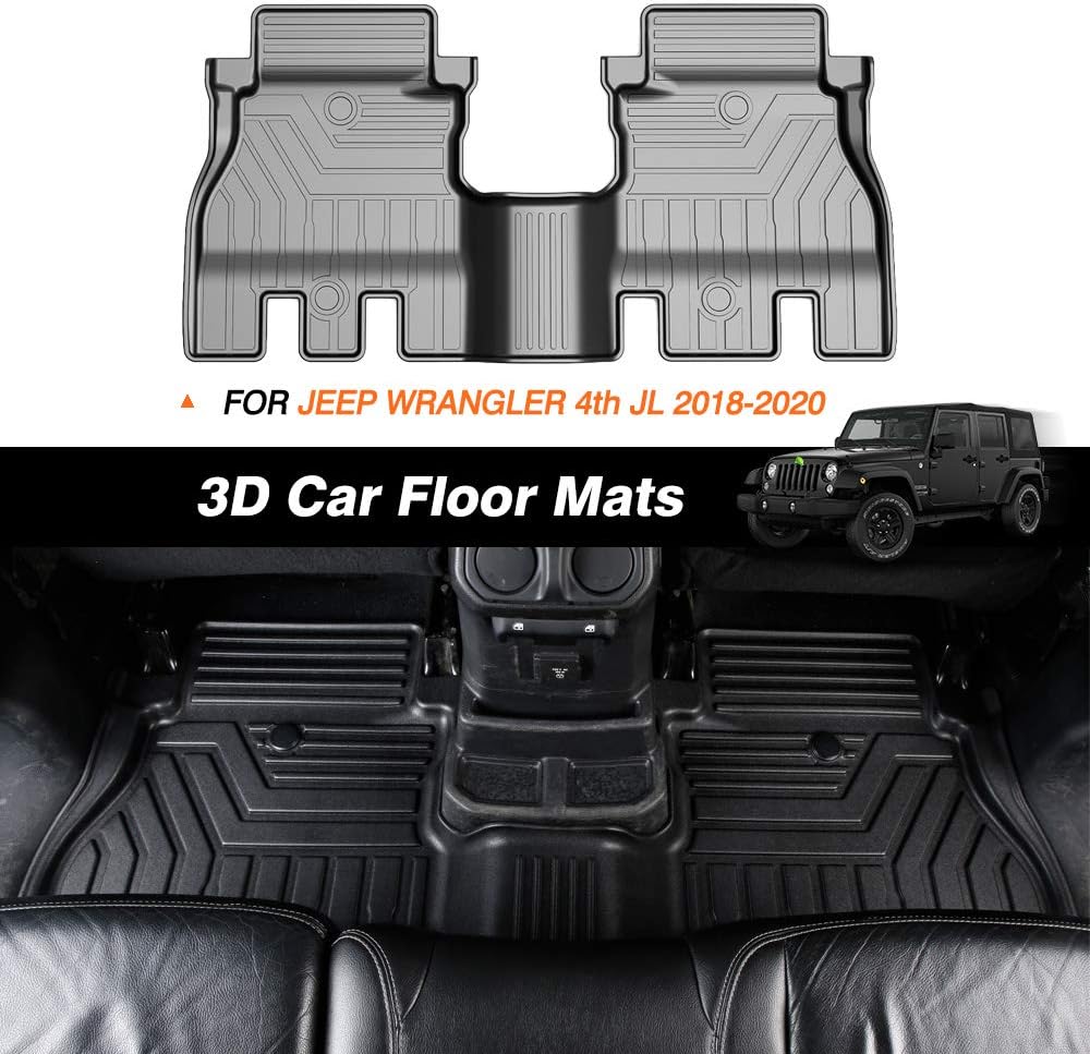 KUST Floor Mats for 2018-2022 Jeep Wrangler JL Unlimited 4-Door (Not for 2 Door and JK Models)(Not fit 4XE) All Weather Floor Mats Carpet Liners TPE Front & Rear Black Car Liners