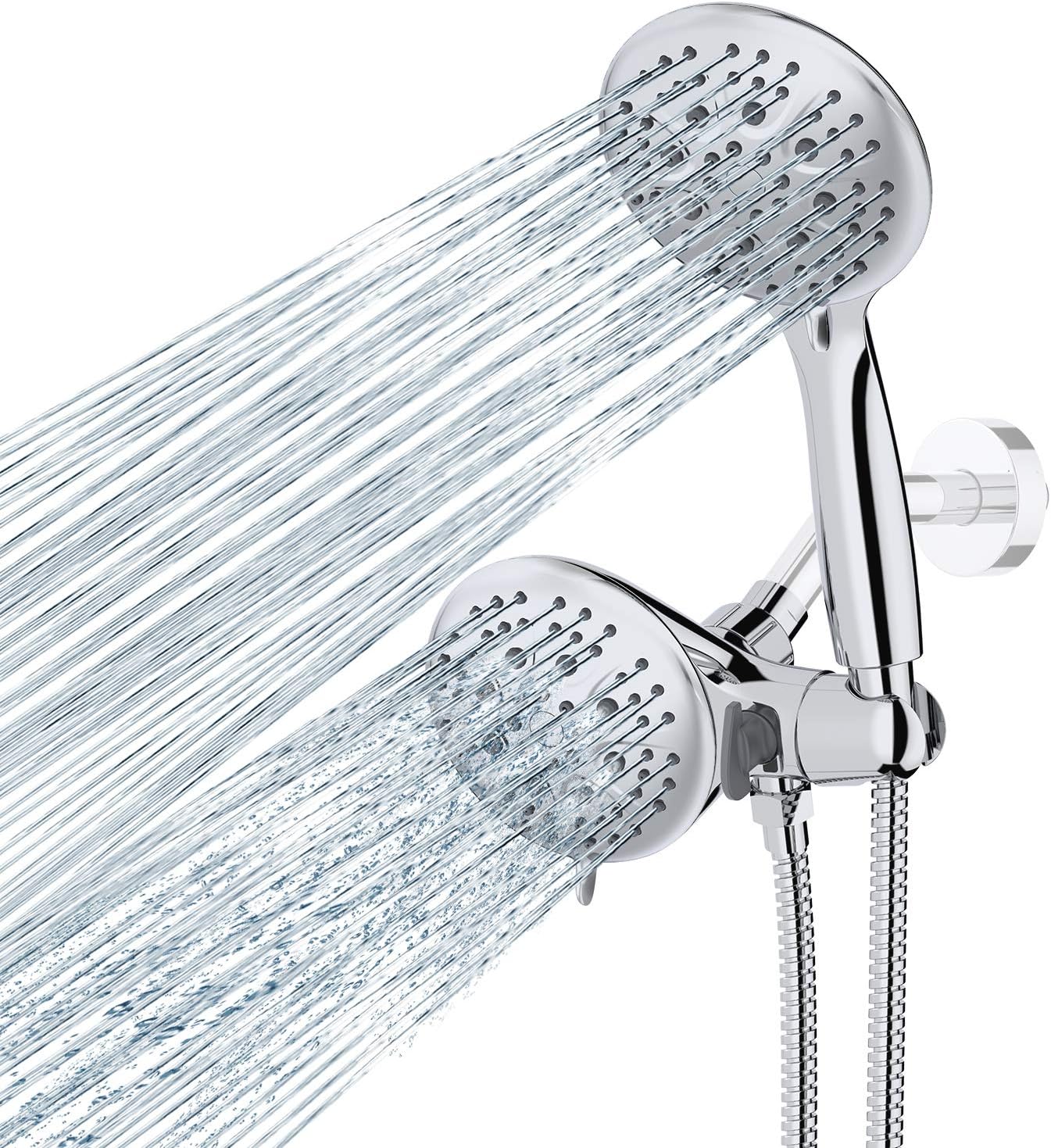 SunCleanse 35 Setting Handheld Shower Head Combo, Dual 2 In 1 Shower Head Set with Patented 3-Way Water Diverter and 71 Inches Extra Long Shower Hose Pack of 2