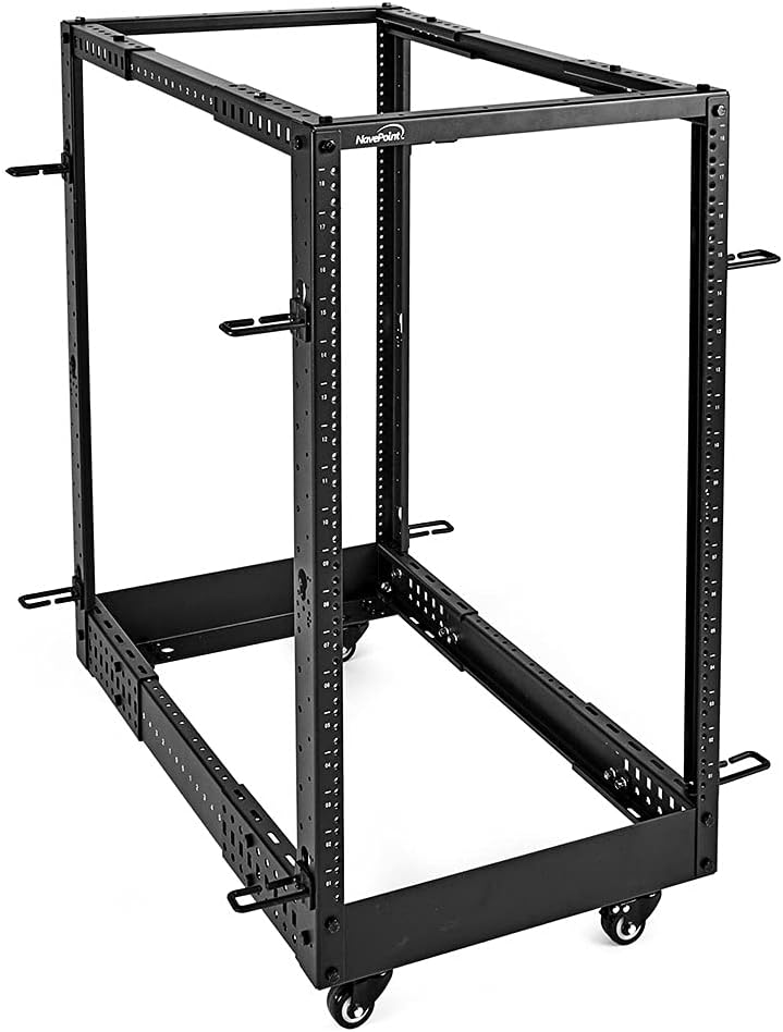 NavePoint 18U 4-Post Open Frame Server Rack, 19-Inch Adjustable Depth 22