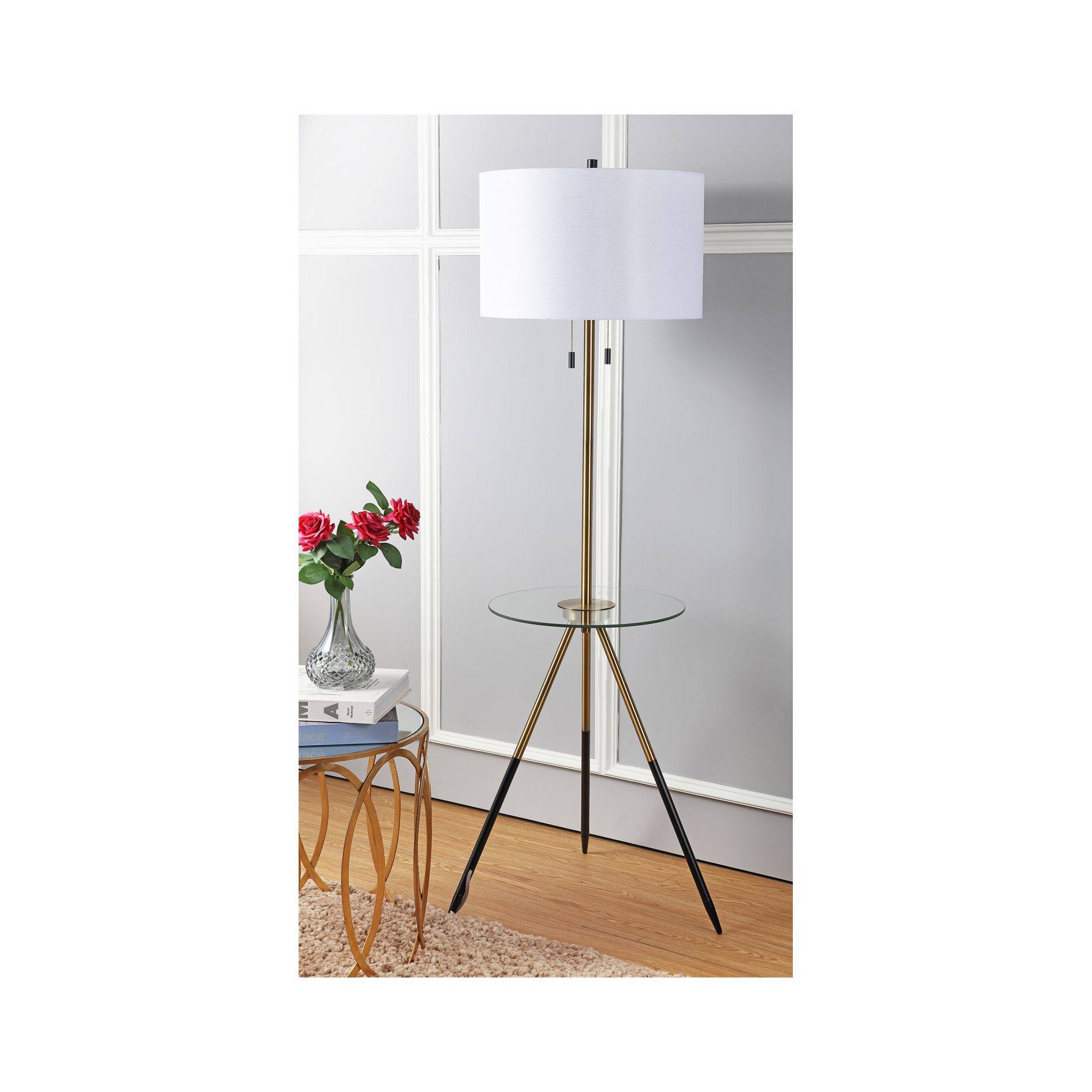 Safavieh Morrison Brass Gold/Black Floor Lamp Side Table