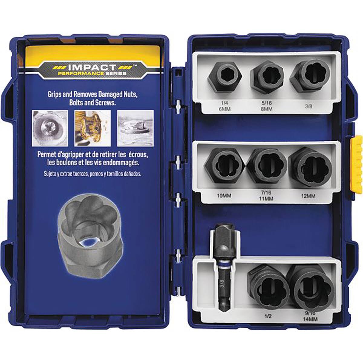 Irwin Impact Bolt Extraction Set, Square, 8 Pcs. 1859148