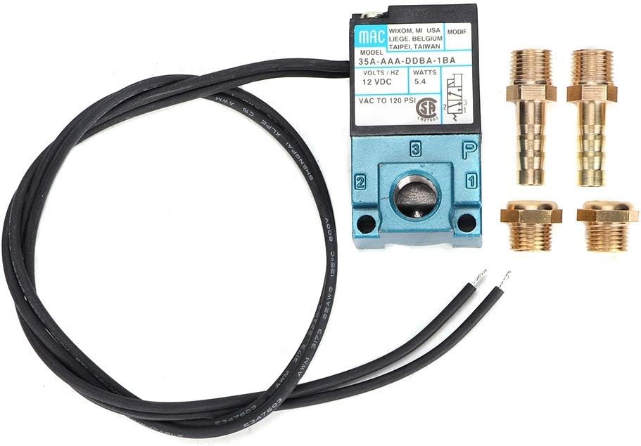 3 Port Mac Valve, DC12V 5.4W 3 Port Boost Control Solenoid Valve for Boost Controller 35A-AAA-DDBA-1BA