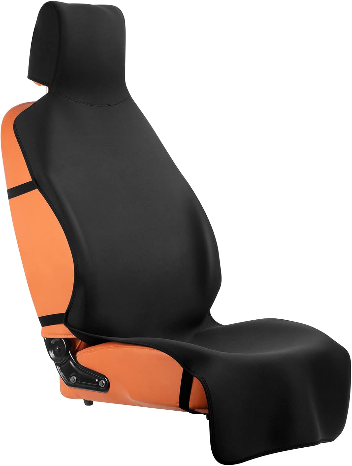 Extended Waterproof Car Seat Cover Towel with 3 Buckle Straps, Premium Universal Fit Washable Neoprene Non-Slip Backing Stain Resistant Automotive Protector for Leather Truck SUV Dog Kid (Black)