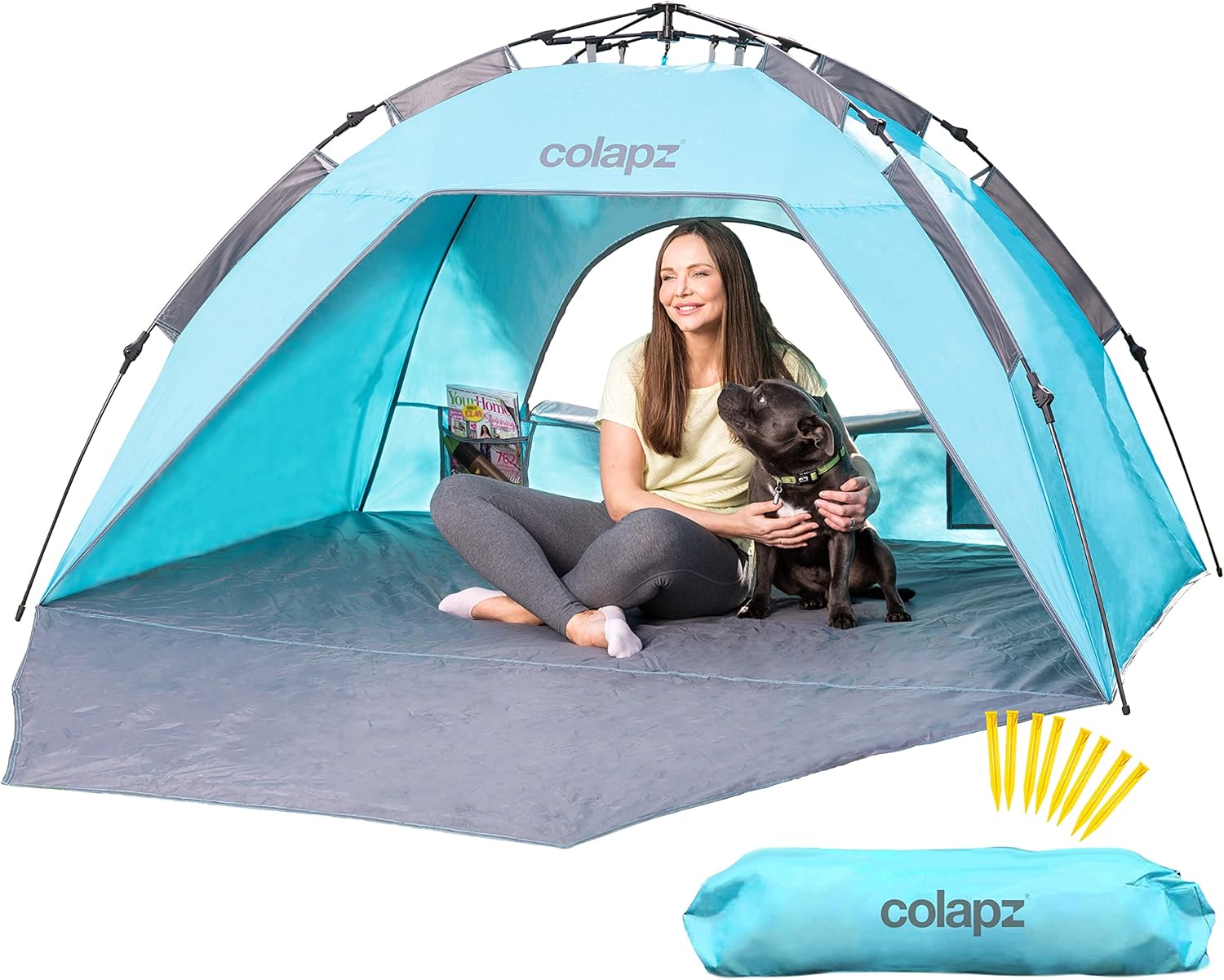 Colapz Beach Tent Pop Up Shade. Beach Shade SPF50+ Baby Beach Tent. Easy to Use Pop Up Beach Tent. Portable & Lightweight Beach Cabana. Wind & Sun Shelter - Beach Tent for Babies and Toddlers