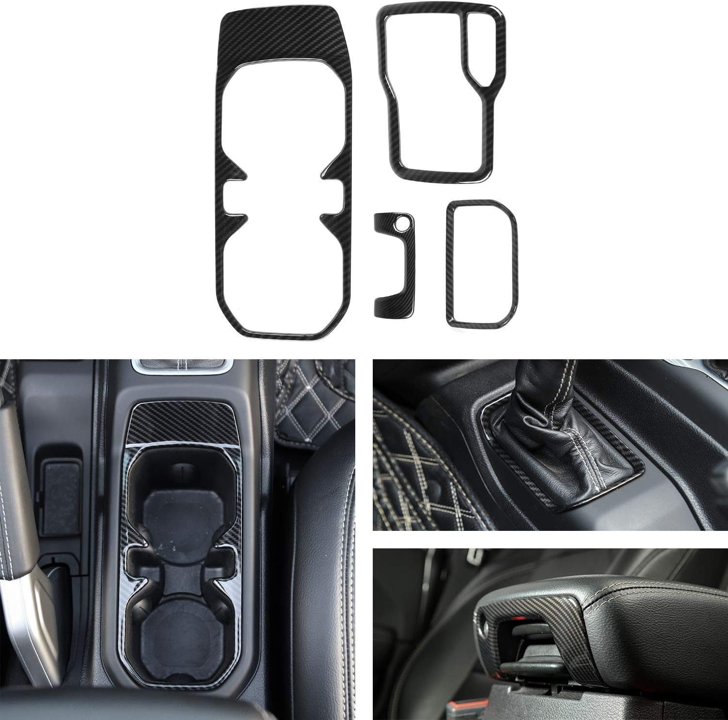 Voodonala for Jeep JL Red Accessories Kit Center Armrest Switch Gear Trim for 2018-2020 Jeep Wrangler JL JLU Gladiator JT, ABS 4 pcs