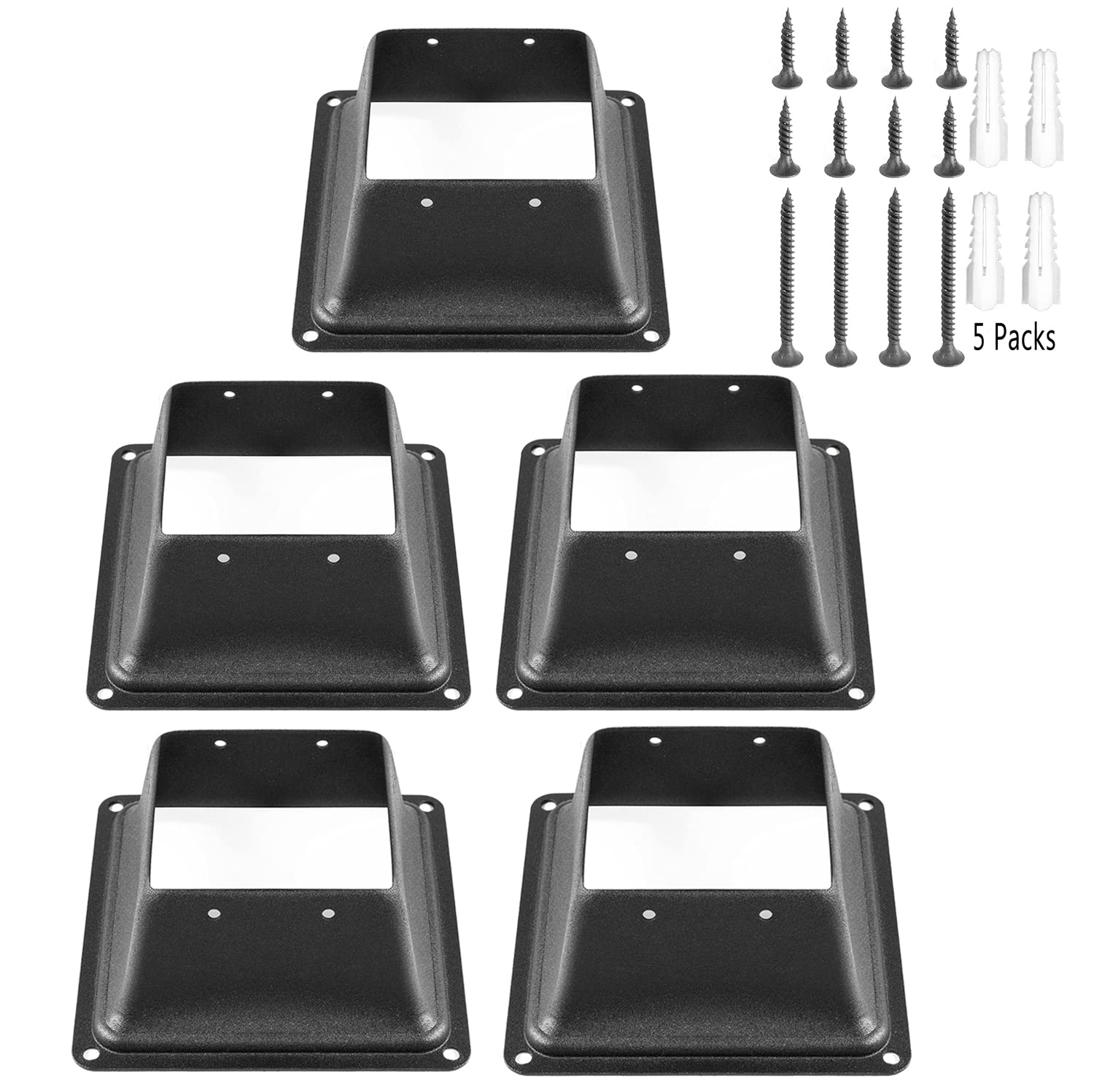 Gakee Deck Post Bracket 4x4 Inch(Internal 3.38 x 3.38 Inch) Deck Post Base 5 Pcs Powder Coated Steel Post Base Support for Deck Handrail Railing Support