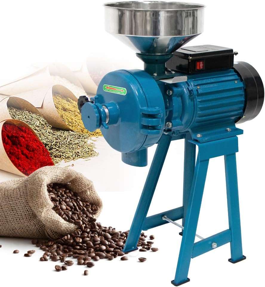 MOPHOTO Electric Grain Grinder Mill, Corn Grinder Mill Electric, Dry Cereals Rice Wheat Corn Mills with Funnel, 3000 W grain grinder mill powder machine 110 V