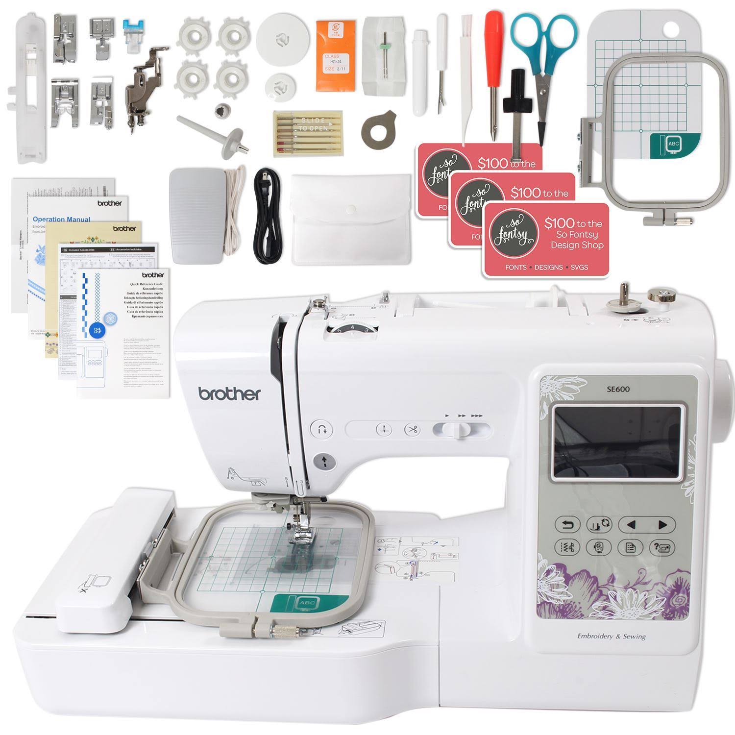 Brother SE600 Computerized Sewing and Embroidery Machine with 4x22 x 4x22 Embroidery Area