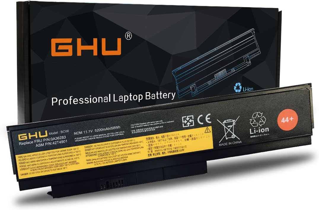 New GHU Battery 44+ 58 WHR Replacement for 0A36306 0A36307 0A36305 45N1019 45N1023 45N1025 0A36281 0A36282 0A36283 42T48 X220s 45N1019 45N1023 45N1025 0A36281 0A36282 0A36283 42T4863 42Y4864 42T4867 Pack of 2