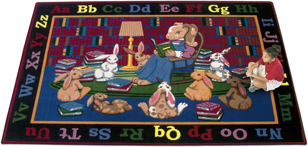 Joy Carpets Kid Essentials Language & Literacy Reading Rocks Rug, Multicolored, 7'8