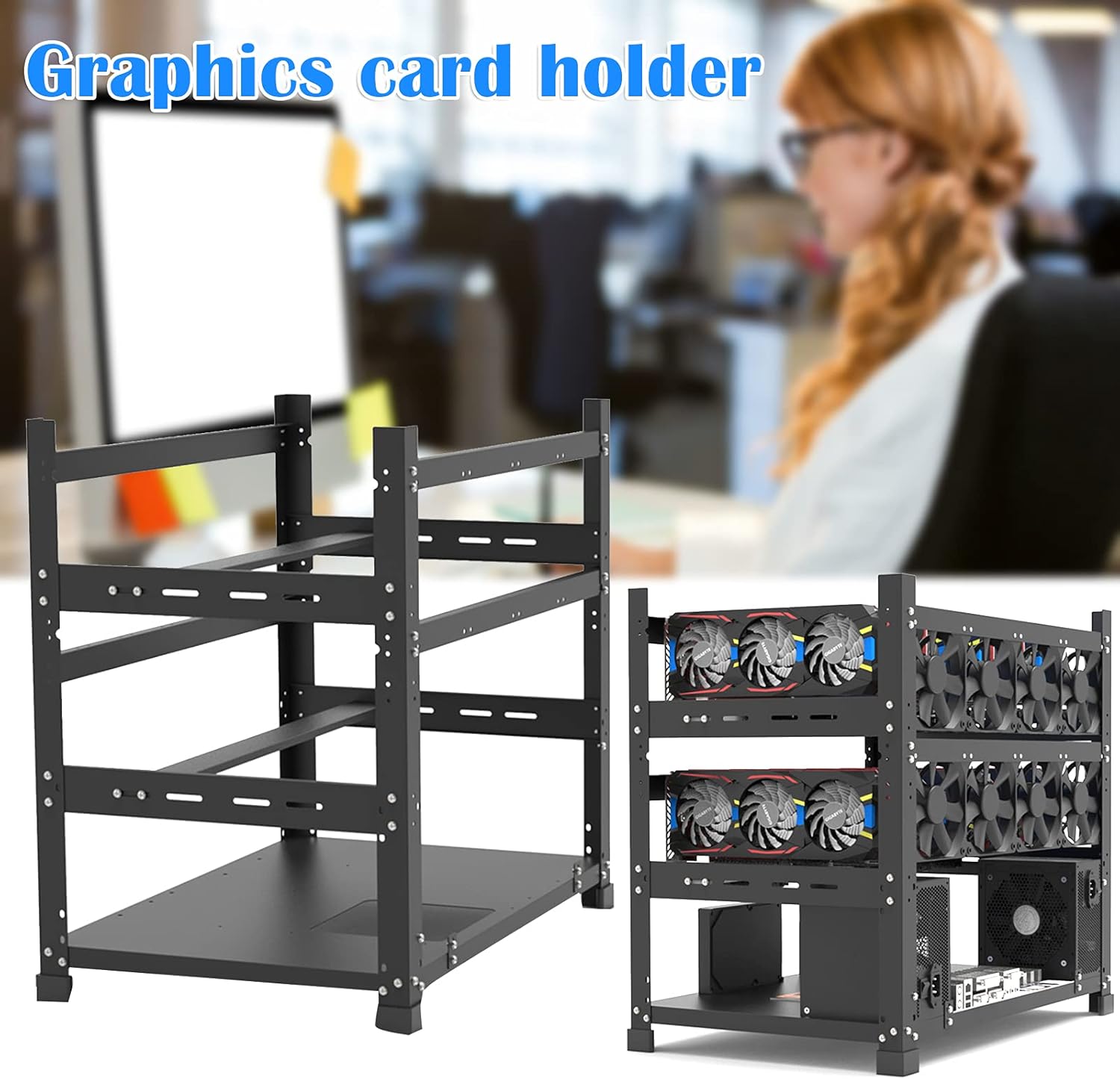 TOTOKA Mining Rig Frame 12 GPU, Open Mining Rig Frame for 12 GPU Steel Open Air Miner Mining Frame Rig Case Mining Case Rack Motherboard Bracket ETH/ETC/ZEC Ether Accessory Tool 3 Layers