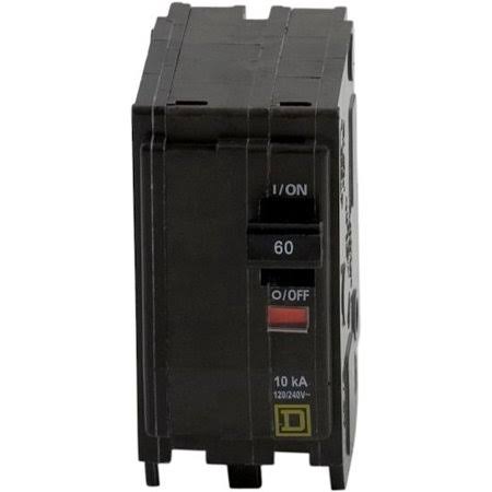 Square D QO260 60 Amp 2-Pole Circuit Breaker, Case of 5, Black