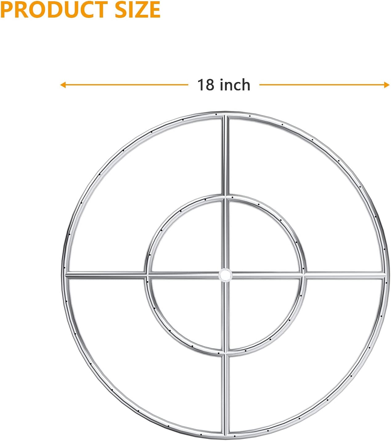 BQMAX 24-Inch Round Fire Pit Burner Ring, 304 Stainless Steel Round Fire Pit Burner with a 1/2