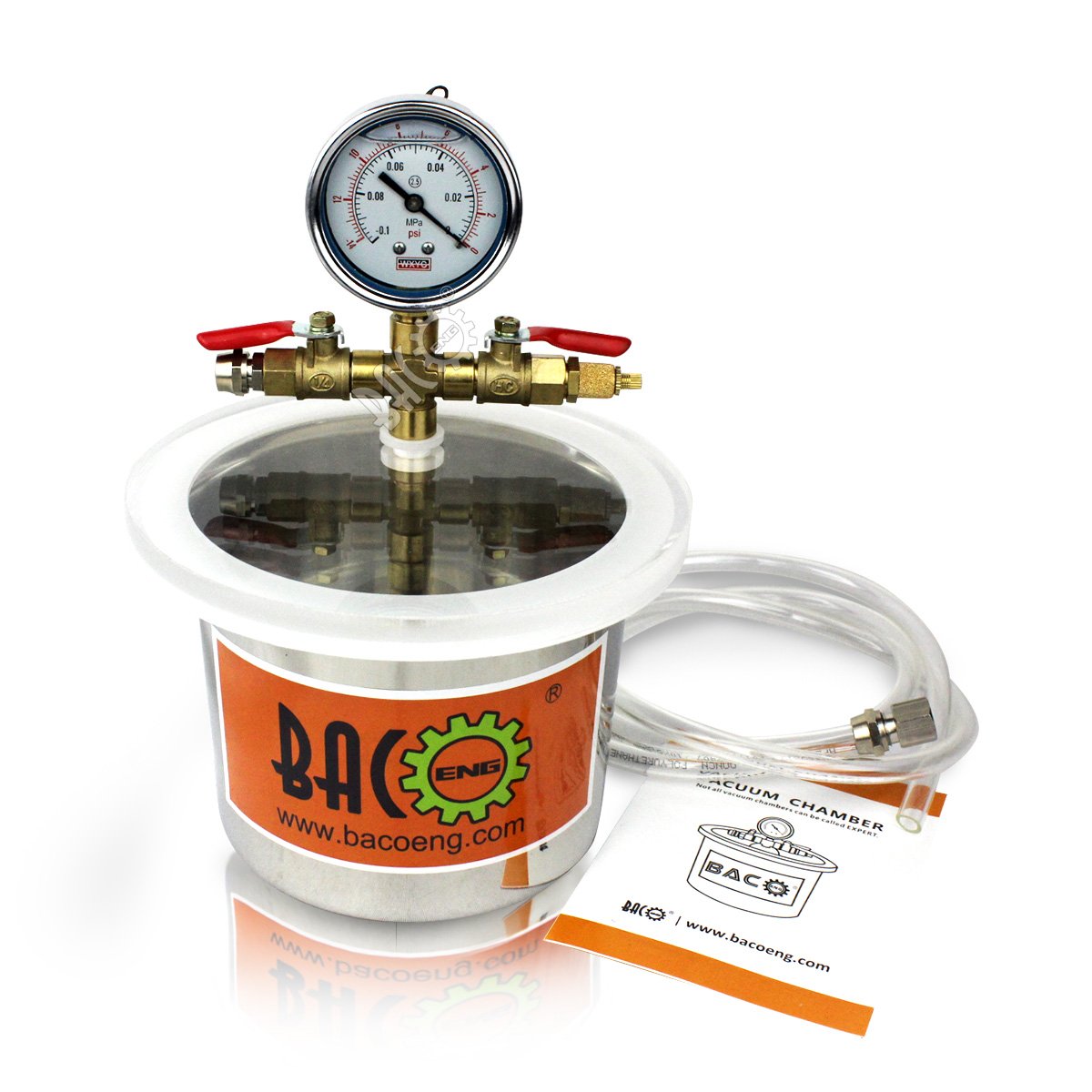 BACOENG 2 Quart Stainless Steel Vacuum Chamber Silicone Kit for Degassing Resins, Silicone and Epoxies Pack of 2