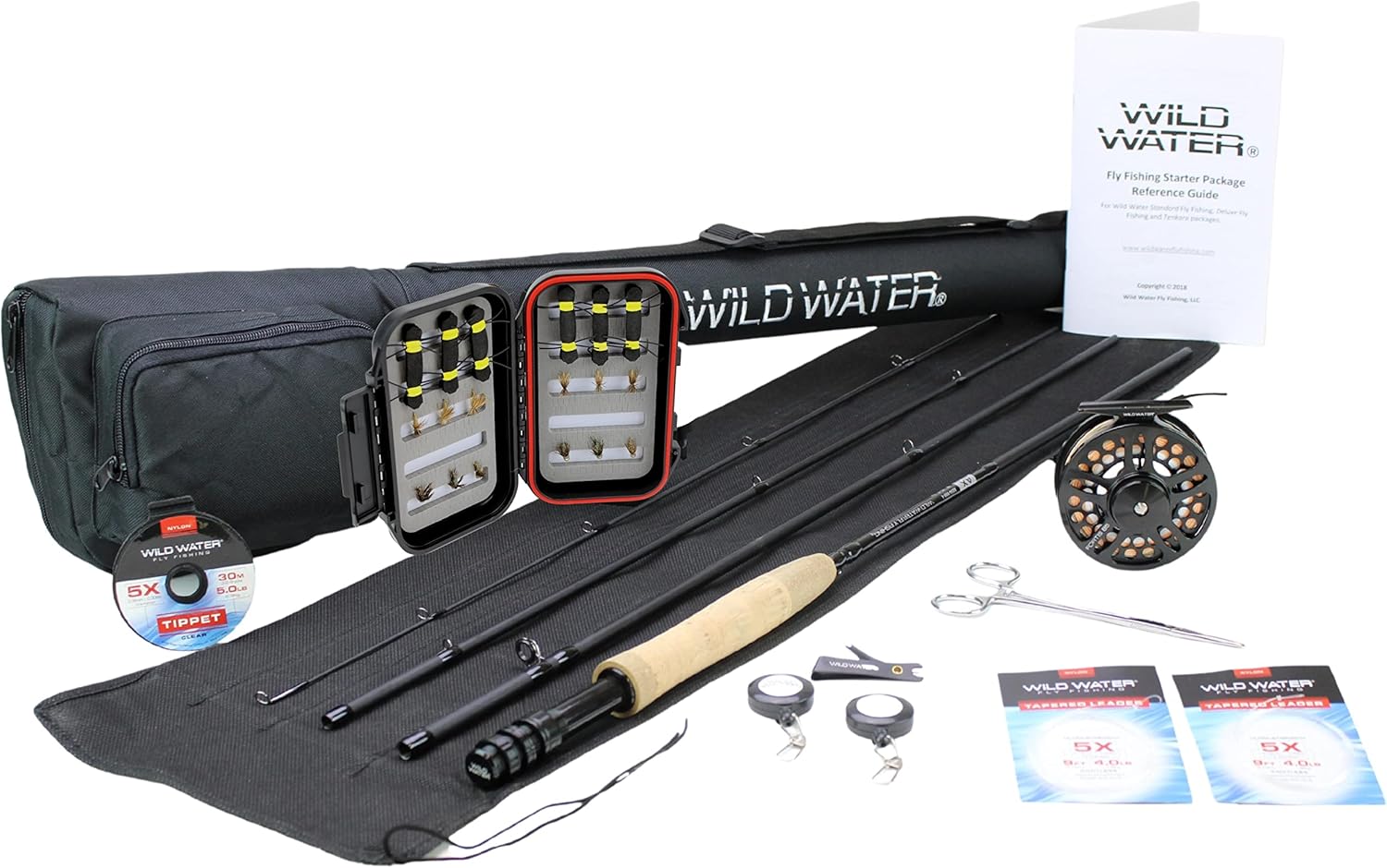 Wild Water Fly Fishing Fortis Series CNC Machined Fly Reel, 9 Foot, 4-Piece, 5/6 Weight Fly Rod Complete Fly Fishing Rod and Reel Combo Starter Package