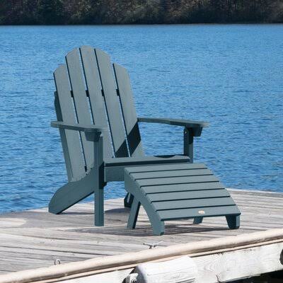 Anette Plastic Adirondack Chair with Ottoman Sol 72 Outdoor Color: Nantucket Blue
