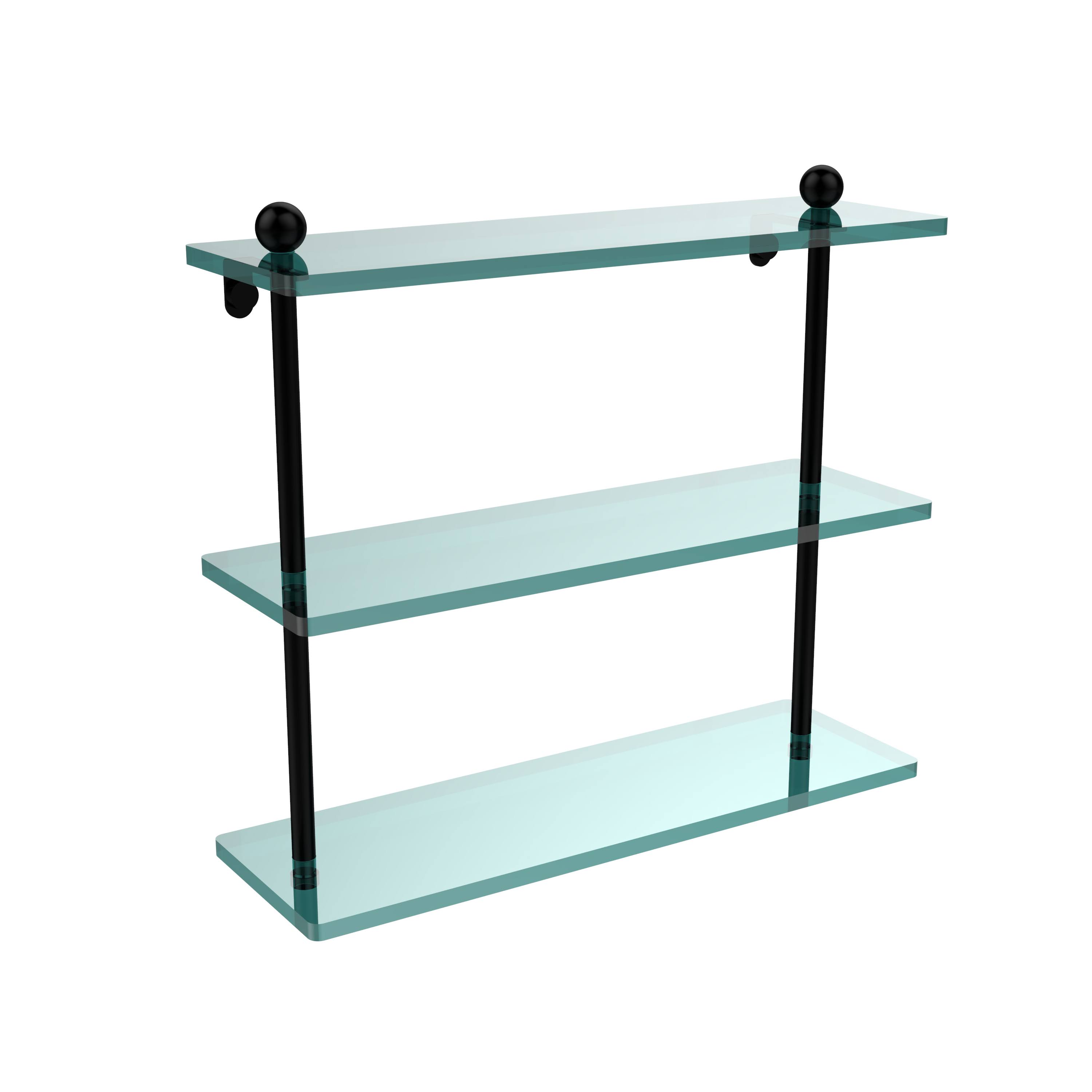 Allied Brass 16x22 Triple Tiered Glass Shelf Matte Black