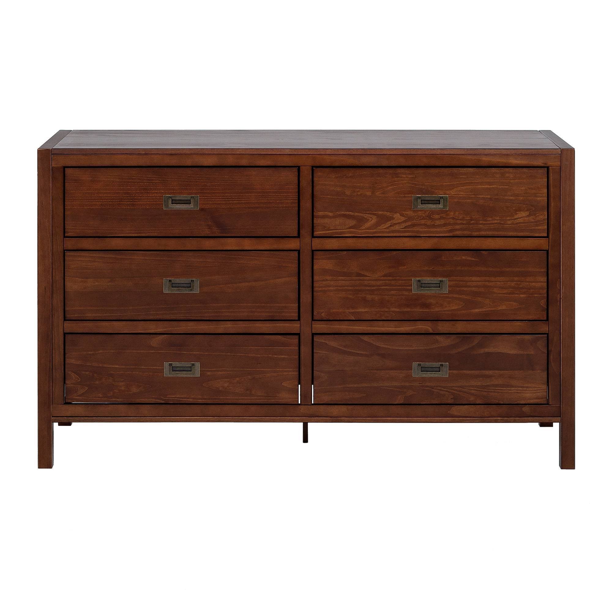 6 Drawer Classic Bedroom Horizontal Dresser Walnut - Saracina Home