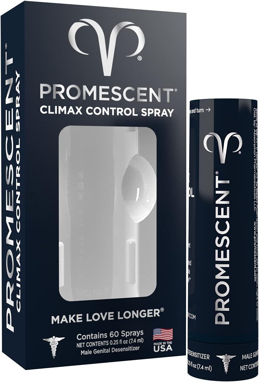 Promescent Delay Spray Sexual Enhancer for Men to Last Longer in Bed, Climax Control Numbing Cream with Lidocaine for Male Genital Desensitizing - Increase Duration, Performance, and Stamina, 7.4ml Pack of 2