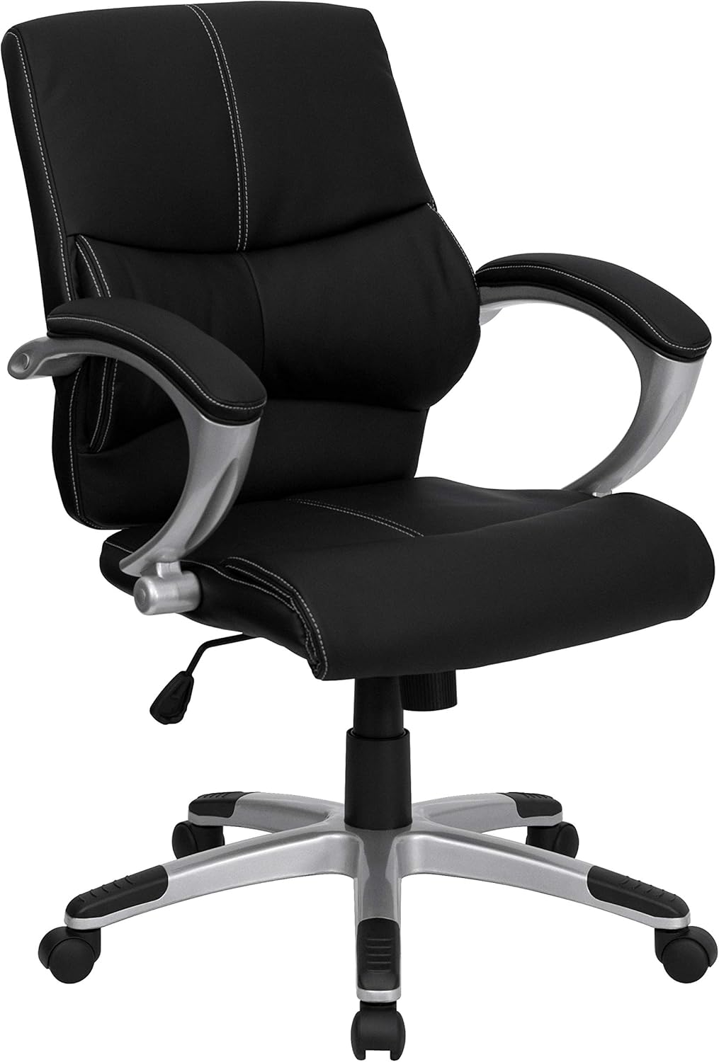Flash Furniture Mid-Back Black LeatherSoft Contemporary Swivel Manager's Office Chair with Arms