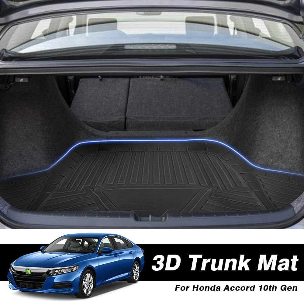 T TGBROS Custom Fit for Car Cargo Mat 2021 Honda Accord 2018 2019 2020 2022(All Models) All Weather Cargo Liner Rear Trunk Liner Non-Slip TPO Black