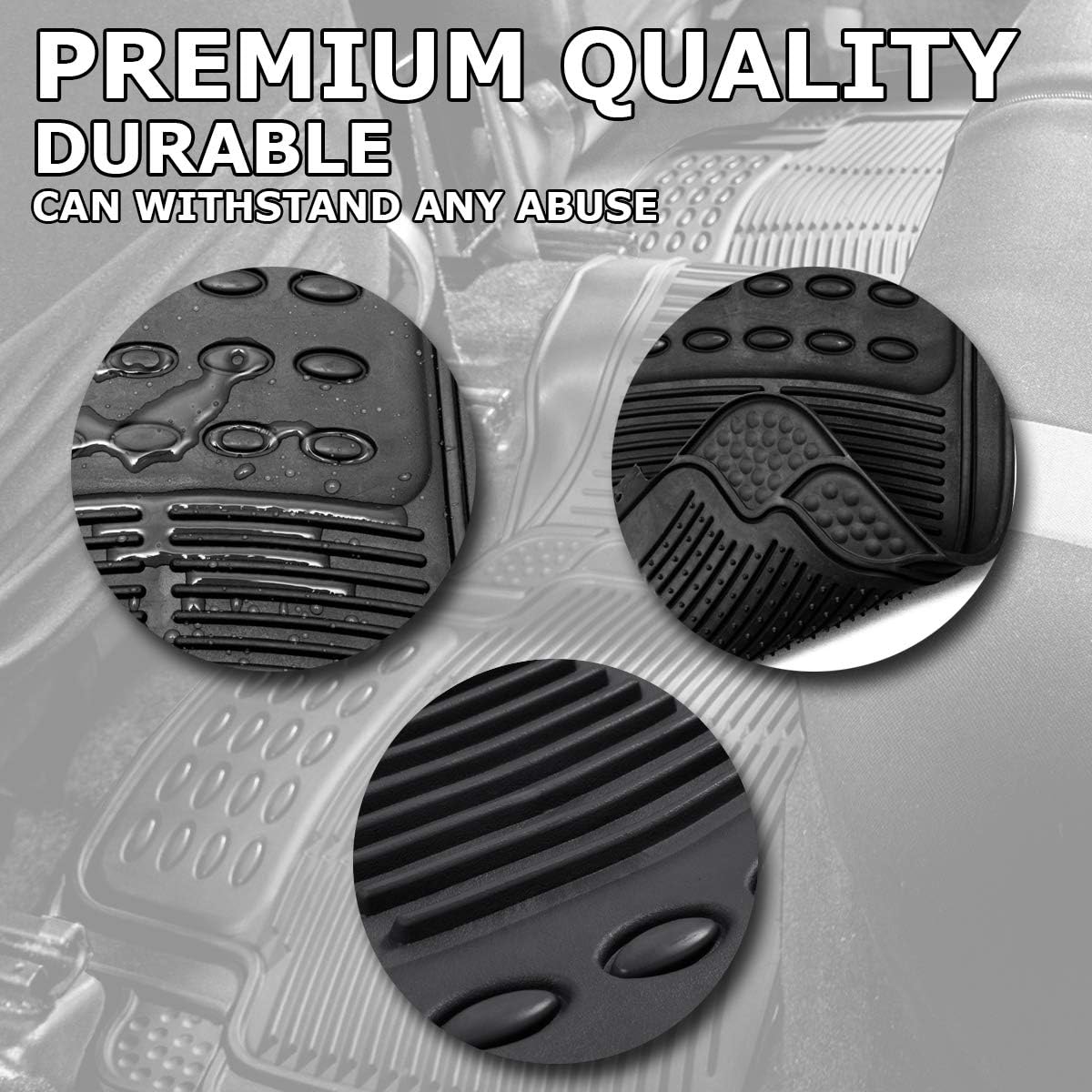 Vaygway Car Floor Mat Runner &ndash; Rubber Rear Floor Mat Liner &ndash; Black Back Seat Mat Liner - Auto Trimmalbe Universal Fit Mat