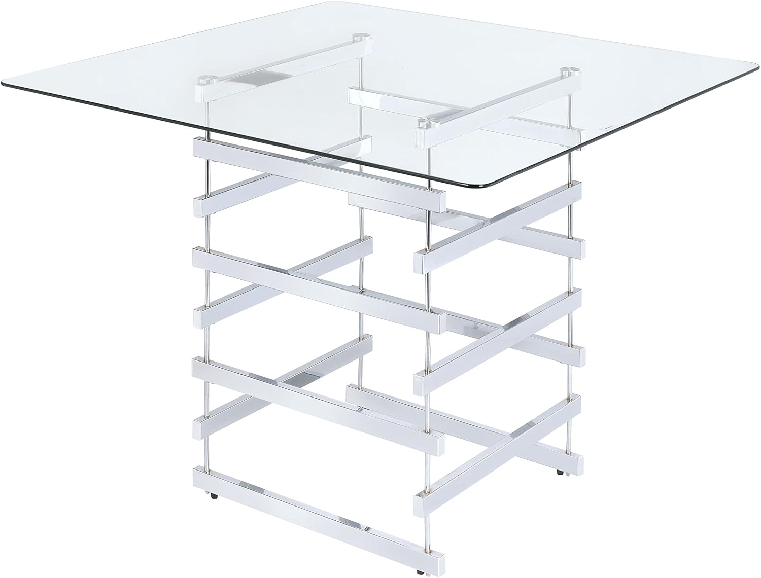 ACME Nadie Counter Height Table - 72590 - Chrome & Clear Glass