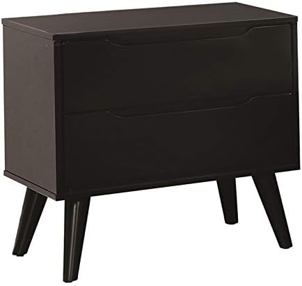 Furniture of America Belkor Mid-Century Modern Wood 2-Drawer Nightstand in Black