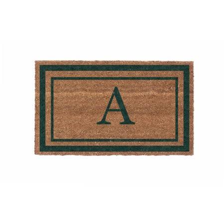 Cocomatsnmore Monogram (X) Vinyl Backed Green Classic Border Doormats 38 inch x 60 inch, Beige