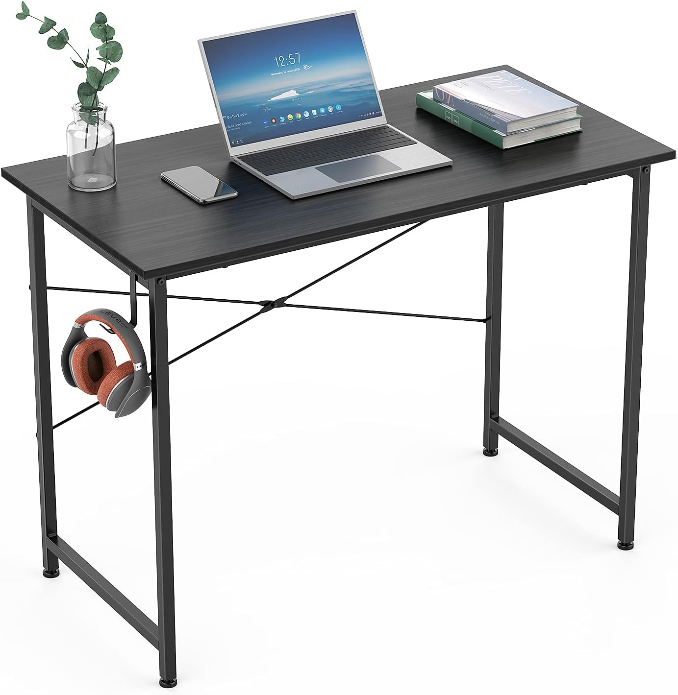 Yesker Computer Desk 32 inch Home Office Writing Study Desk, Sturdy Metal Frame, Modern Industrial Simple Style for PC Desk Notebook Desktop Workstations, Study Table for Small Spaces, White Pack of 2