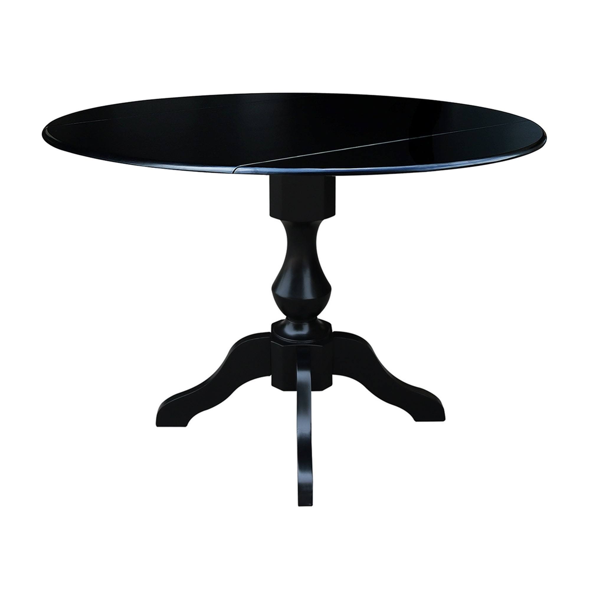 Copper Grove Slivopole Round 42-Inch Dual Drop Leaf Pedestal Table - Black 36.3x22 H