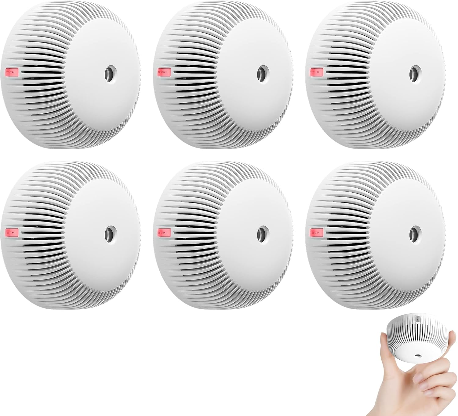 X-Sense Mini Smoke Detector with 10-Year Battery, Fire Alarm with Photoelectric Sensor, LED Indicator & Silence Button, XS03, Pack of 6