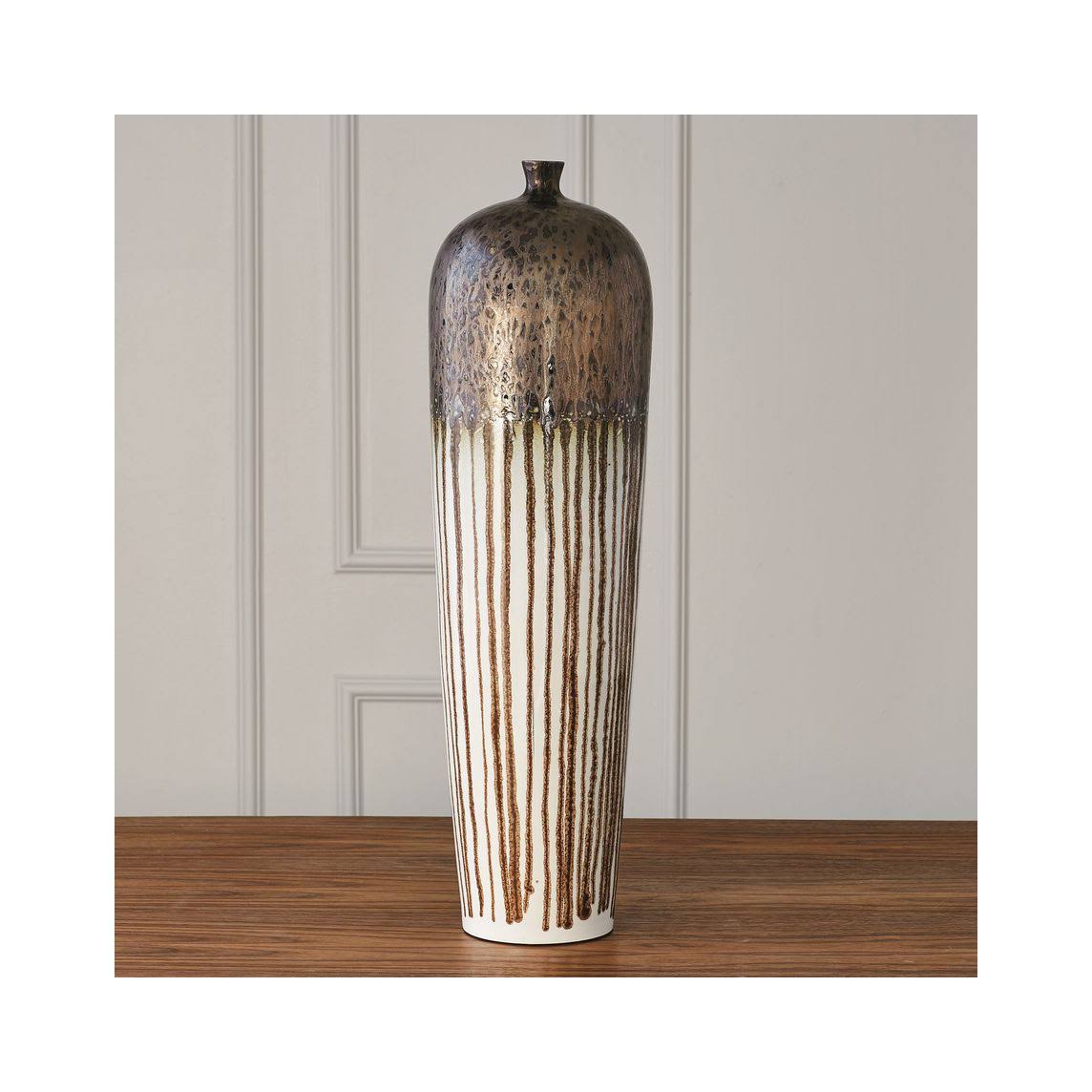 Global Views Reactive Bronze Stripe Vessel, Tall