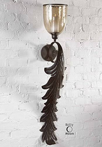 Tall Acanthus Leaf Baroque Wall Sconce | Ornate Candle Holder