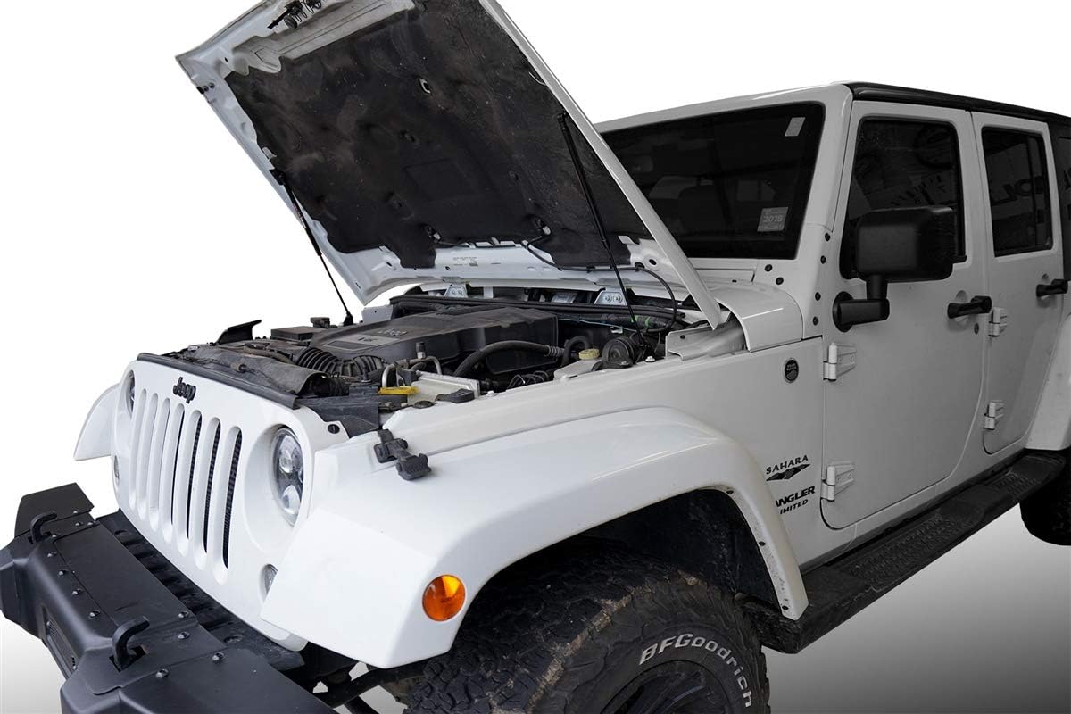 Redline Tuning 21-20002-02 Hood QuickLIFT PLUS Bolt-in System V2 Compatible with Jeep Wrangler JK 2007-2017 (All Black Components)