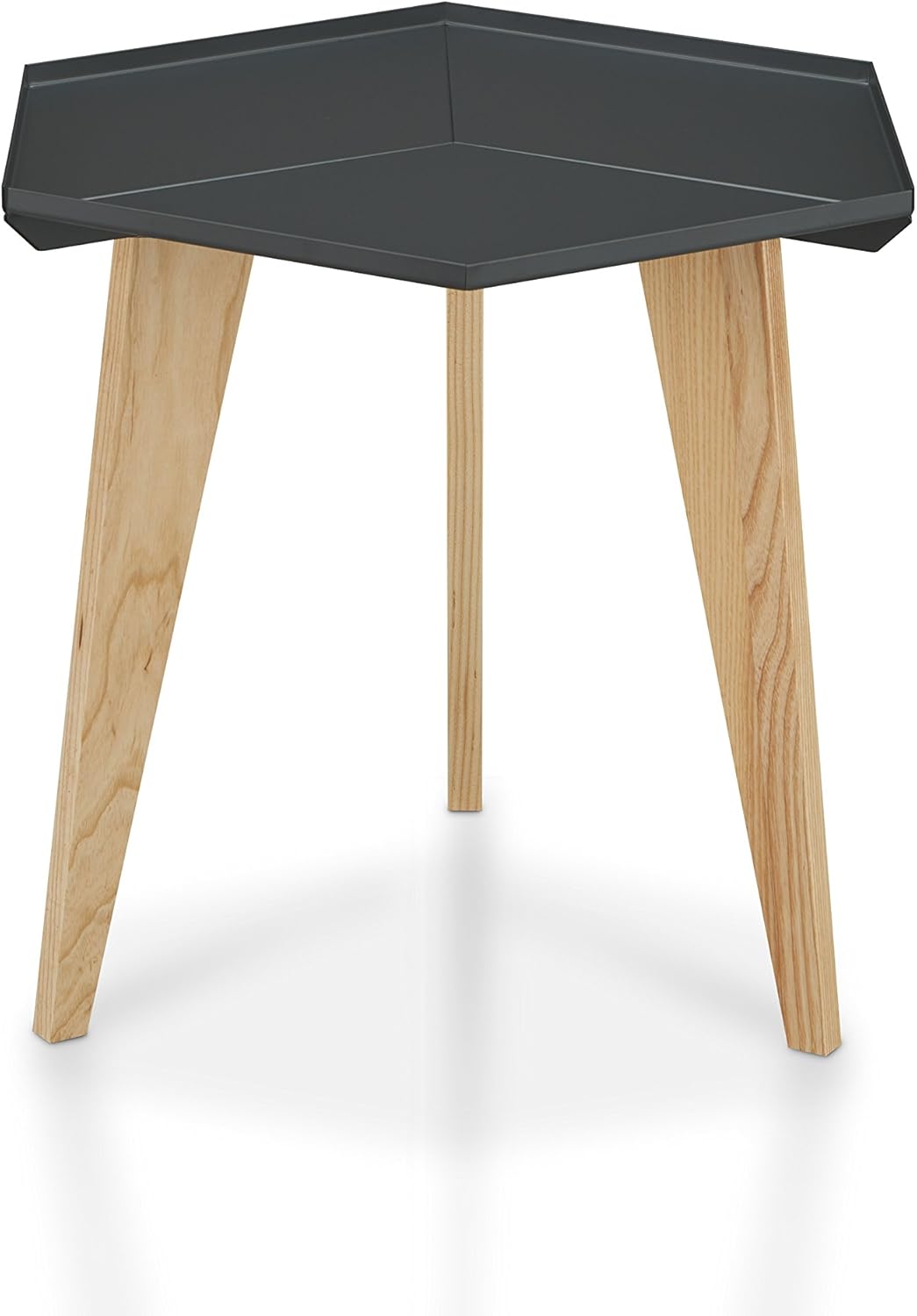 HOMES: Inside + Out Jacalyn Mid-Century Metal Top End Table with Wood Legs, Black Pack of 2