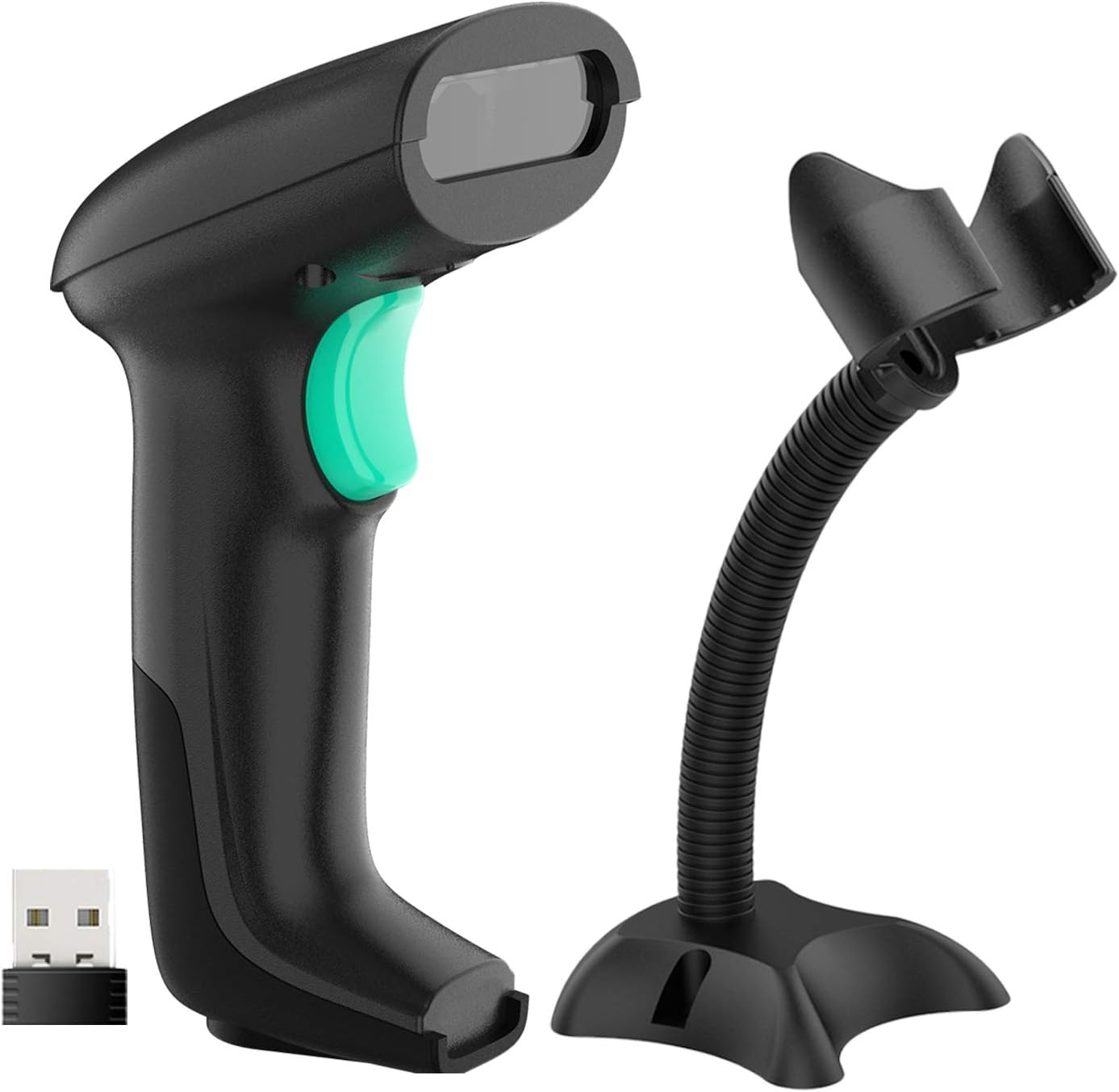 NADAMOO Wireless 2D Barcode Scanner, USB Cordless Bar Code Reader with Hands-Free Stand, Capture 1D 2D QR PDF417 Barcodes from Paper and Screen, with Automatic Image Sensing Pack of 2