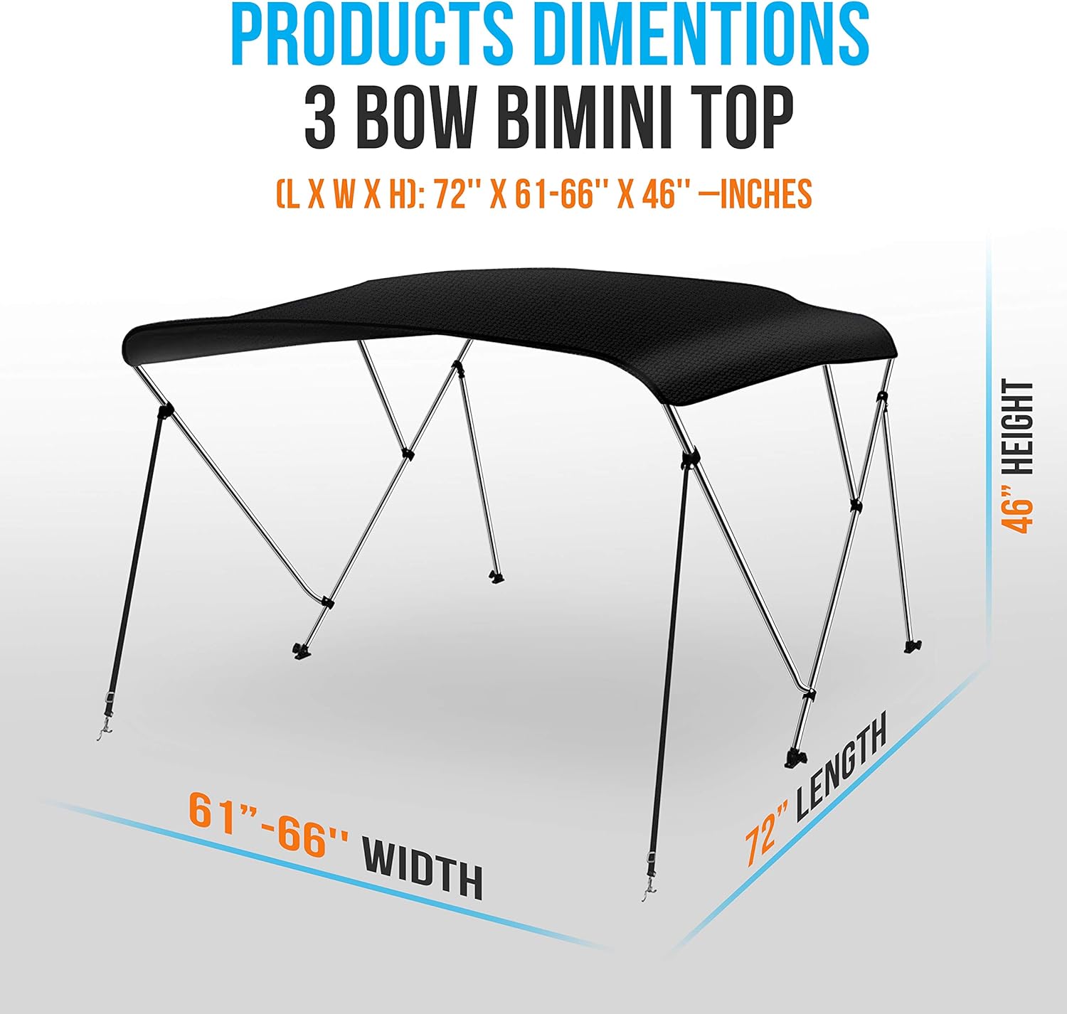 Waterproof Boat Bimini Top Cover - 61-66