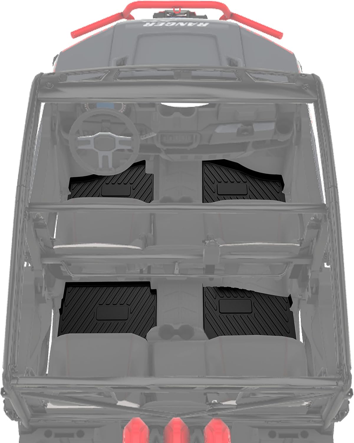 TPE Floor Mats for Ranger Crew XP 1000, LDETXY Front Row Floor Liners All Weather Protection Slush Mats for Ranger Crew XP 1000 2019-2022 Accessories (4PCS)