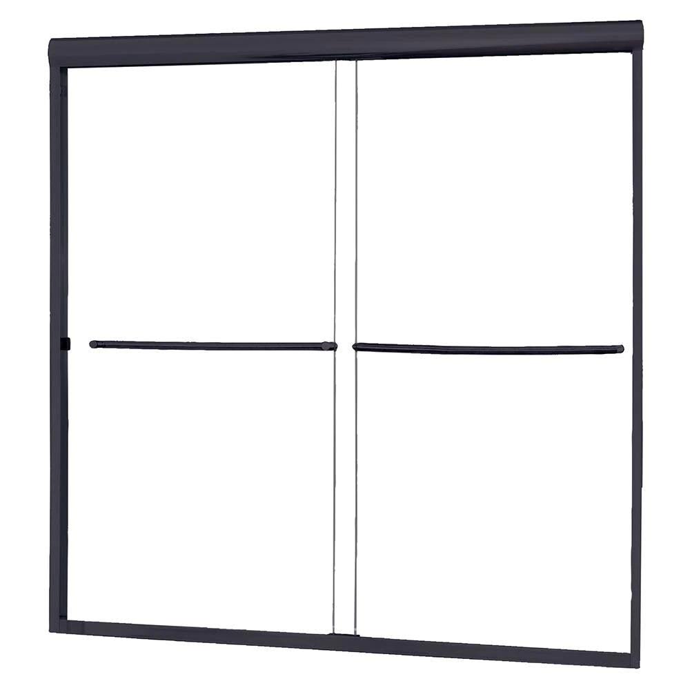 Foremost Cove 60 in. W x 60 in. H Sliding Semi Frameless Tub Door in Matte Black with Clear Glass