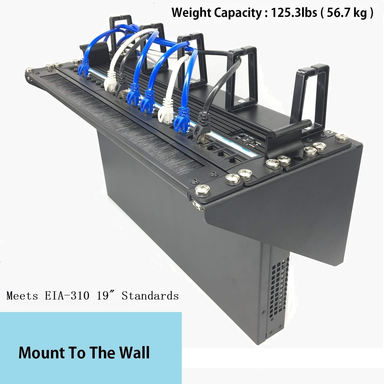 JINGCHENGMEI 4U Foldable Wall Mount Patch Panel Bracket - 19 inch 125 lb Weight Capacity Steel Vertical Mounting Bracket for Network and Data Equipment (MFT-HVWRF4U) Pack of 2