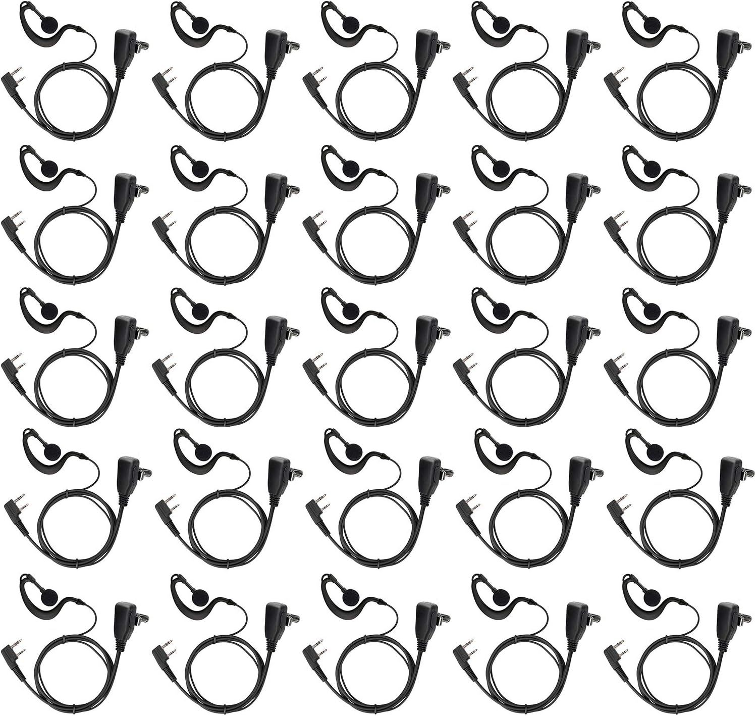 abcGoodefg Walkie Talkie Earpiece Headset, 2 Pin 2.5mm/3.5mm G Shape Two Way Radio Headset with PTT Mic Compatible with UV5R 888S UV-82HP Kenwood Retevis H-777 RT21 RT22, 20 Pack Pack of 2