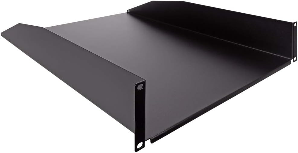 NavePoint 2U 19-Inch Rack Mount Cantilever Server Cabinet Shelf with Lip 22-Inches Deep Black Pack of 2
