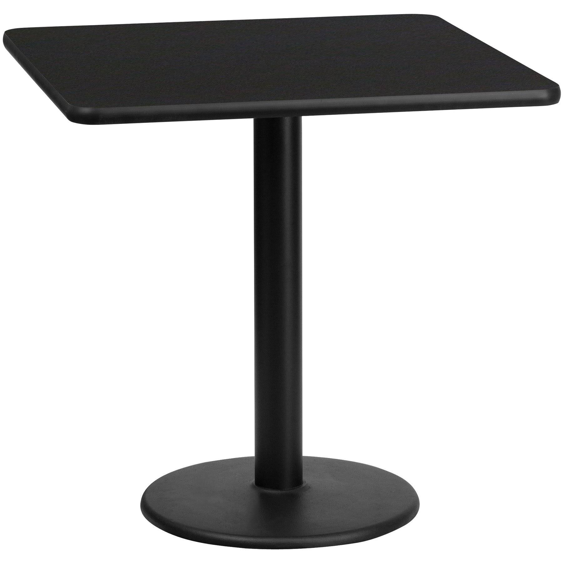 Flash Furniture 24&& Square Laminate Table Top with 18&& Round Table Height Base Black
