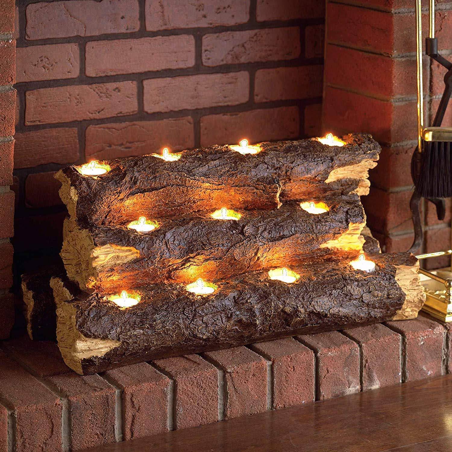 Southern Enterprises Resin Tealight Fireplace Log