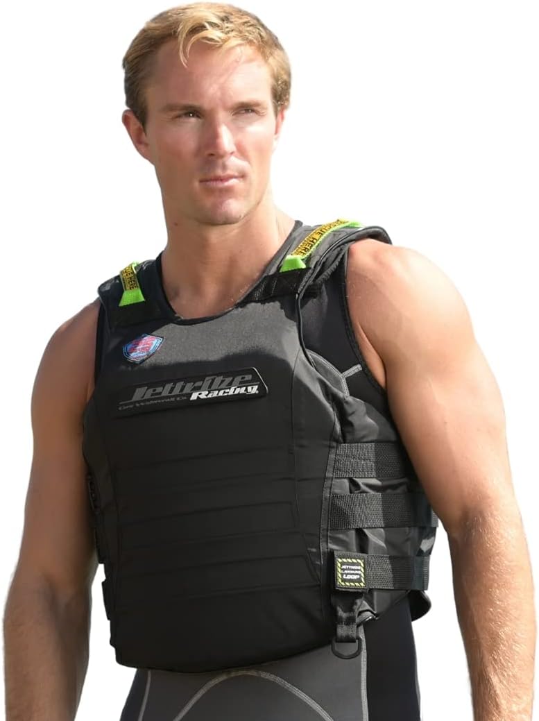 Jettribe US Coast Guard Life Vest | Black Out | Type 3 PFD | Side-Entry Jet Ski Vest