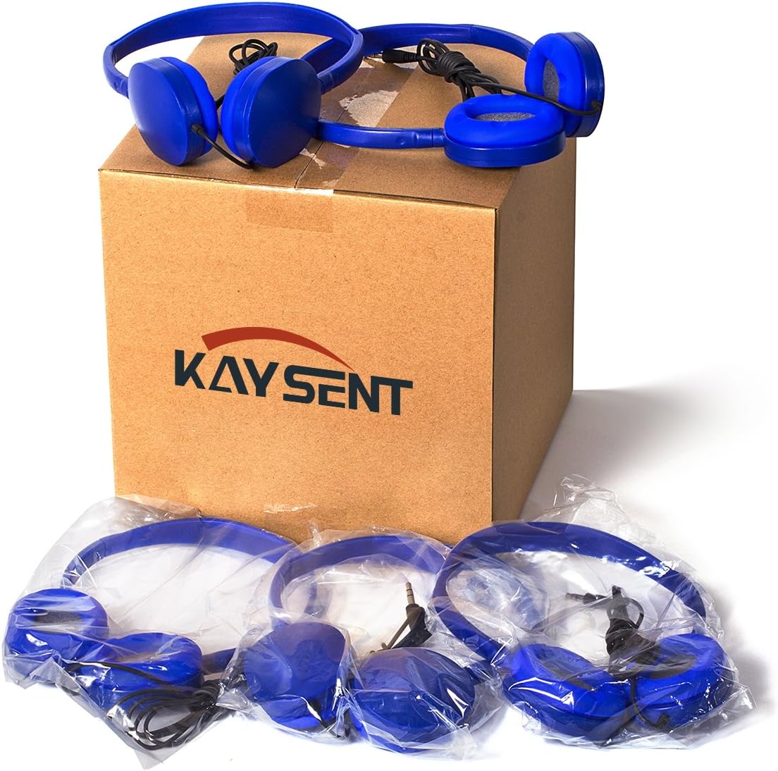 Wholesale Bulk Headphones Earphones Earbuds - Kaysent(KHP-25Mixed) 25 Packs Mixed Colors(Each 5 Pack) Stereo Headphone for School, Classroom, Airplane, Hospiital, Students,Kids and Adults Pack of 2